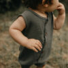 Linen-look Button-Up Romper - Charcoal - Image 5