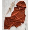 Hooded Sleeveless Set - Rust