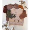 Colour Block Print Sweater - Deer